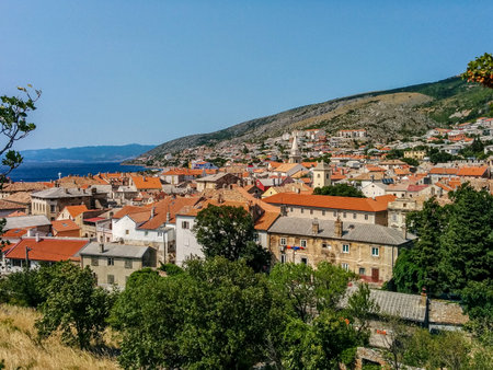 Novi vinodolski landscape sea houses at sunny summer dayの写真素材