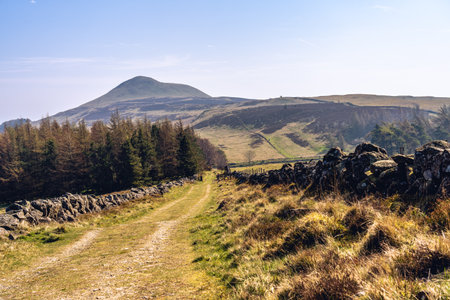spring hiking scene in the highlands of scottlandの写真素材