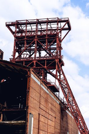 historic mining tower gelsenkirchen germanyの写真素材