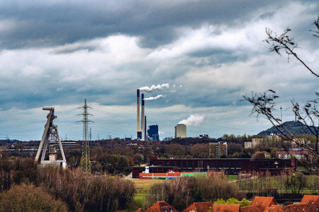 Energy from coal, colliery tower, coal exit in Germanyの写真素材