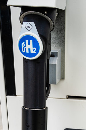 H2 fuel gas Station translation for Wasserstoff is Hydrogenの写真素材