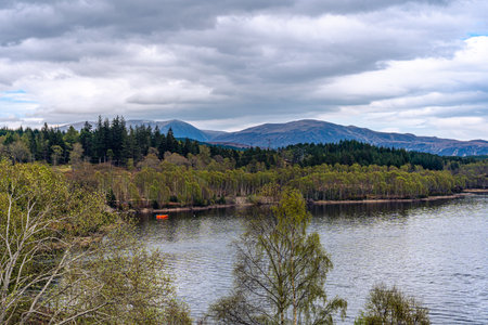 Scenic landscape in Scottish Highlands and Ballachulish Bridge over Loch Leven near Glencoe. Scotland, UK.の写真素材