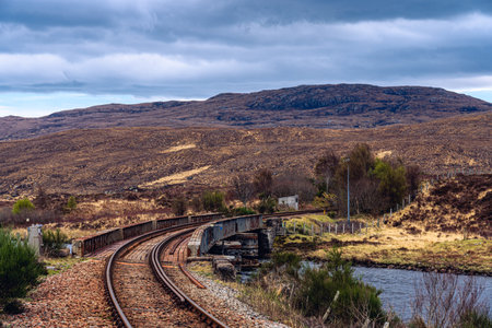 West Hiland Way Track, landscape between Bridge of Orchy and Kingshouse, long distance hike - Scotland, UKの写真素材