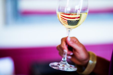 American Flag in Wine glassの写真素材