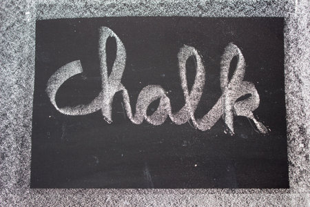 The word Chalk written on a chalkboard with a chalk frameの写真素材