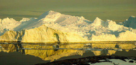 Iceberg in Greenland during sunset.の写真素材