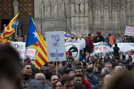 Pictures from the protests in Barcelona on 8th of November.のeditorial素材