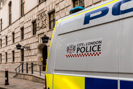 London. May 2018. A view of the police station on wood street in the City of london.