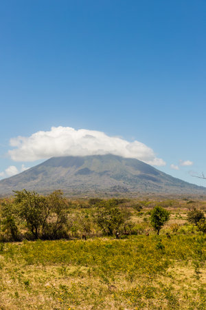 A view of the Maderas Volcanoe on ometepe island in Nicaragua.の写真素材