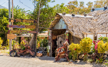 Ometepe, Nicaragua. February 2018. A view of a rtypical local restaurant on ometepe island in Nicaragua.のeditorial素材
