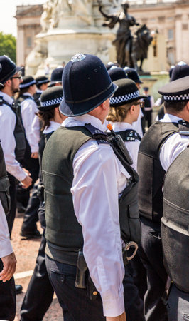 London. June 9 2018. A view of a large group of police officers during the Queens birthday celebrations of Trooping the Colourのeditorial素材