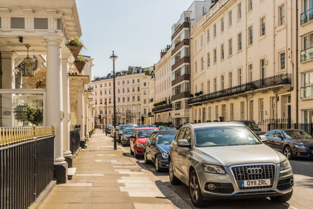 London. May 2018. A view of the affluent and expensive homes in Belgravia in Londonのeditorial素材