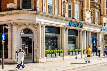 London. May 2018. A view of the Barclays Bank in knightsbridge londonのeditorial素材