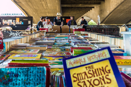 London. June 2018. A view of the second hand book stalls along the south bank in Londonのeditorial素材