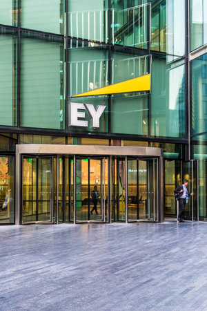 London. June 2018. A view of the EY office by London Bridge in London.のeditorial素材