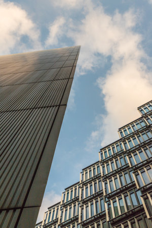 London. June 2018. An abstract view of offfice buildings in the city of Londonのeditorial素材