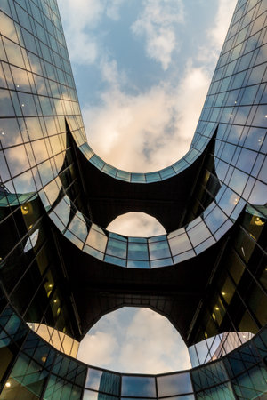 London. June 2018. A view of the Price waterhouse coopers building known as the Batman building in the city of Londonのeditorial素材