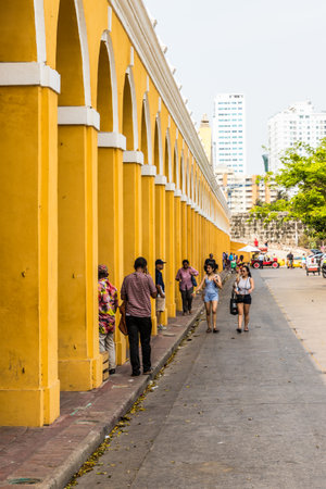 Cartagena, Colombia. march 2018. A view of plaza de las Bovedas Cartagena Colombiaのeditorial素材