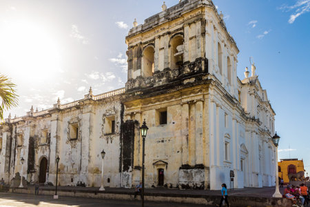 Leon, Nicaragua. February 2018. A view of the cathedral Asuncion in Leon Nicaraguaのeditorial素材