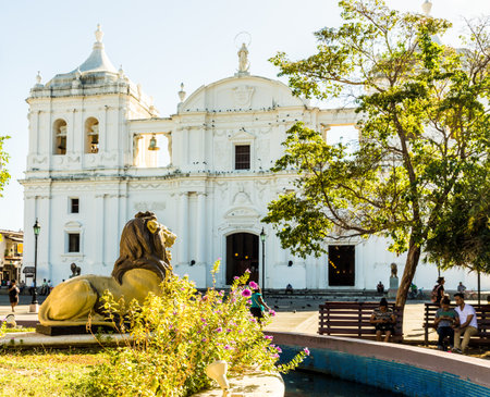 Leon, Nicaragua. February 2018. A view of the Cathedral Asuncion in Leon Nicaragua