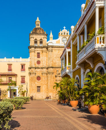 Cartagena, Colombia. march 2018. A view of the cathedral San Pedro Claver Cartagena Colombia.の写真素材