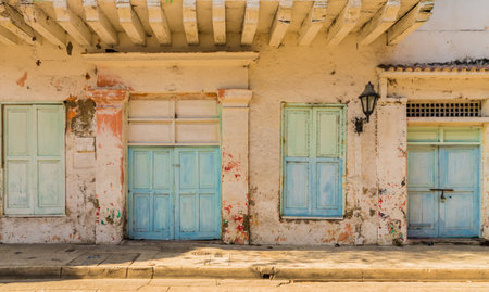 Cartagena, Colombia. march 2018. A view of a typically colourful street in Cartagena Colombia.
