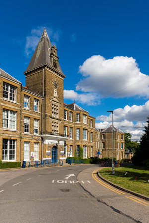 Enfield, london. June 2018. A front external view of Chase Farm hospital in Enfield london.のeditorial素材