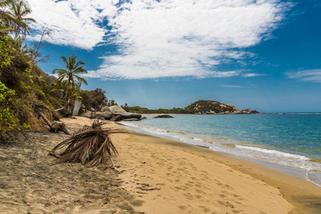 Tayrona National Park, Santa Marta, Colombia. April 2018. A view of one of the many beautiful beaches in Tayrona national park, Colombia.の写真素材