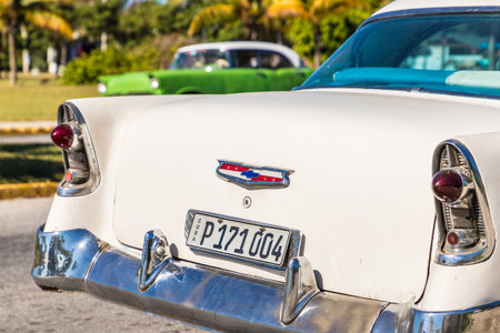 Varadero, Cuba. January 2018. A view of a classic American car in Varadero in Cubaのeditorial素材