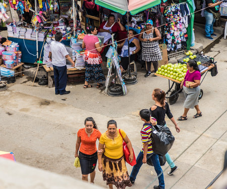 San salvador, El salvador. January 2018. A typical street view in San Salvador, El Salvador.のeditorial素材