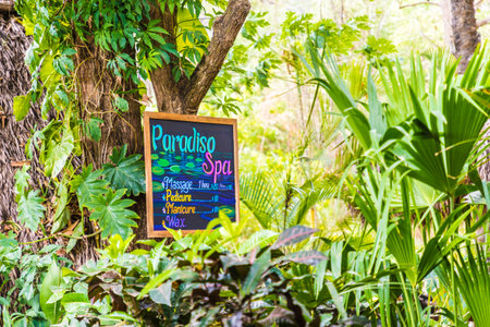 Lake Apoyo, Granada, Nicaragua. February 2018. A sign from Paradiso Hostel on Apoyo lake Nicaraguaのeditorial素材