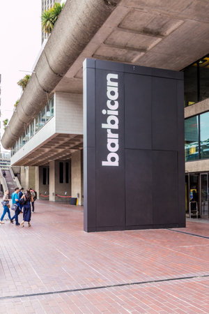 London. June 2018. A view of signage in the Barbican in londonのeditorial素材