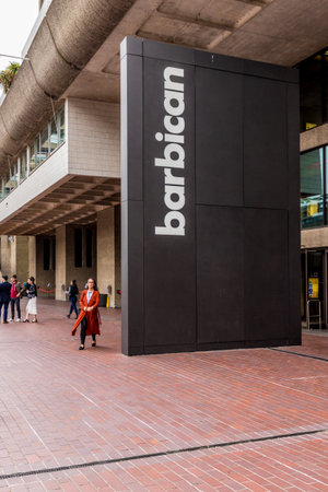 London. June 2018. A view of signage in the Barbican in londonのeditorial素材