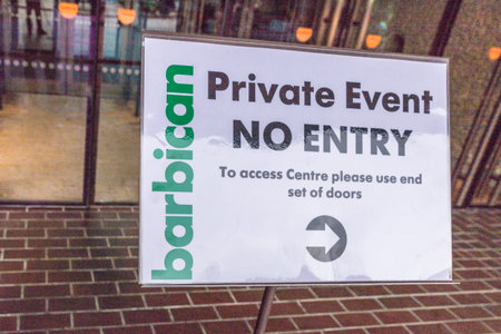 London. June 2018. A view of signage in the Barbican in londonのeditorial素材