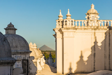 Leon, Nicaragua. February 2018. A view of the beautiful white domed roof of the Cathedral of the Assumption of Mary in Leon Nicaraguaのeditorial素材