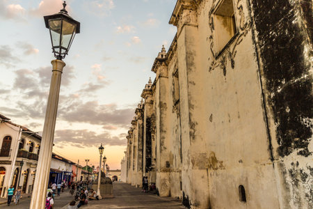 Leon, Nicaragua. February 2018. A view of the exterior of the Cathedral of the Assumption of Mary in Leon Nicaraguaのeditorial素材