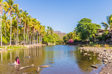 El Zonte, El Salvador. February 2018. A typical view of the river in El Zonte in El Salvadorのeditorial素材
