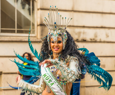 Notting Hill carnival, London. August 27 2018. A view of some of the participants at Notting Hill Carnival in Londonのeditorial素材
