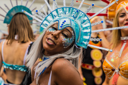 Notting Hill carnival, London. August 27 2018. A view of some of the participants at Notting Hill...