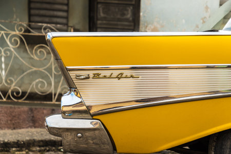Trinidad Cuba. January 2018. A view of a classic American car in trinidadのeditorial素材