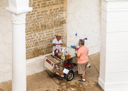 Panama City Panama. March 2018. A view of an ice cream seller in Panama City in Panama.