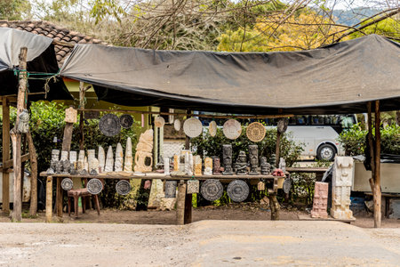 Copan Ruins, Copan, Honduras. February 2018. A typical view of a souvenir stall in Copan in Hondurasのeditorial素材