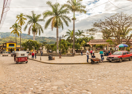 Copan Town, Copan, Honduras. February 2018. A view in the main square in Copan Town in Hondurasのeditorial素材