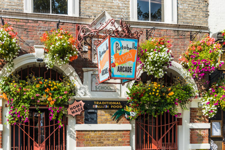 Notting Hilll London. August 2018. A view of a sign outside a pub in Notting Hill in London