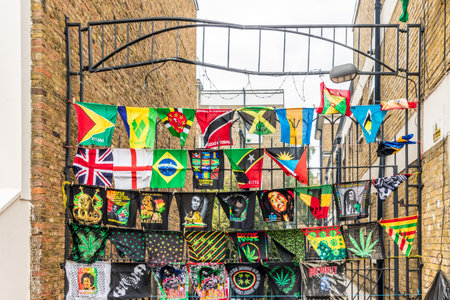 Notting Hilll London. August 2018. A view of a colourful outdoor store in Notting Hill in Londonのeditorial素材