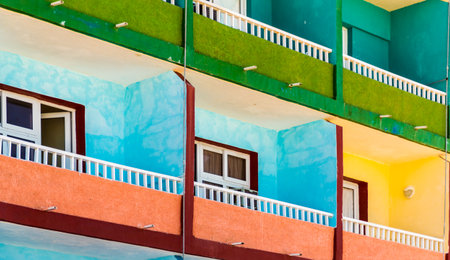 Varadero Cuba. January 2018. A typical view of a colorful building in Varadero in Cuba