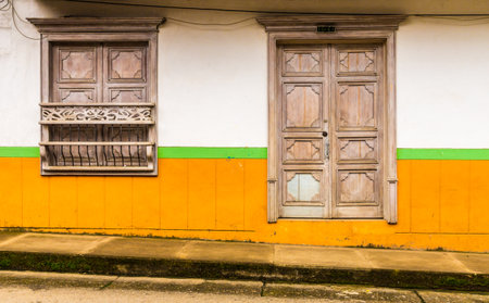 Jardin Colombia. April 2018. A view of colorful colonial architecture in jardin in Colombiaのeditorial素材
