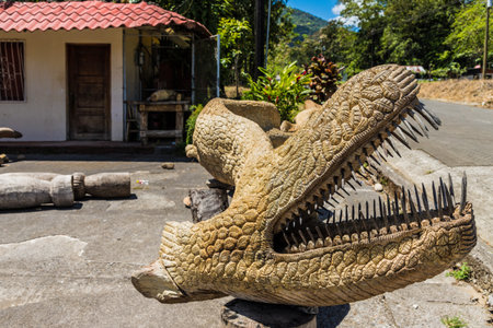 La Fortuna, Costa Rica. March 2018. A locally made wood carving for sale of in Costa Ricaのeditorial素材