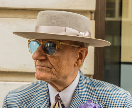London. September 2018. A beautifully dressed English gentleman in Londonのeditorial素材