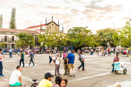 Leon Nicaragua. February 2018. A view of the main square in Leon in Nicaraguaのeditorial素材